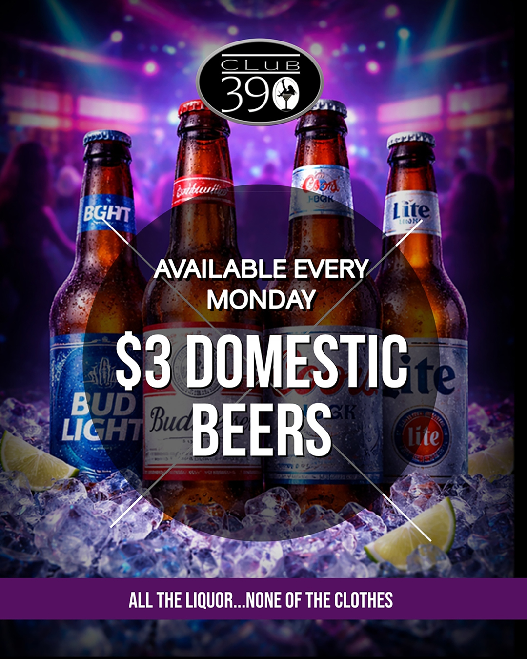 Club 390 Chicago Monday Special $3 Domestic Beers